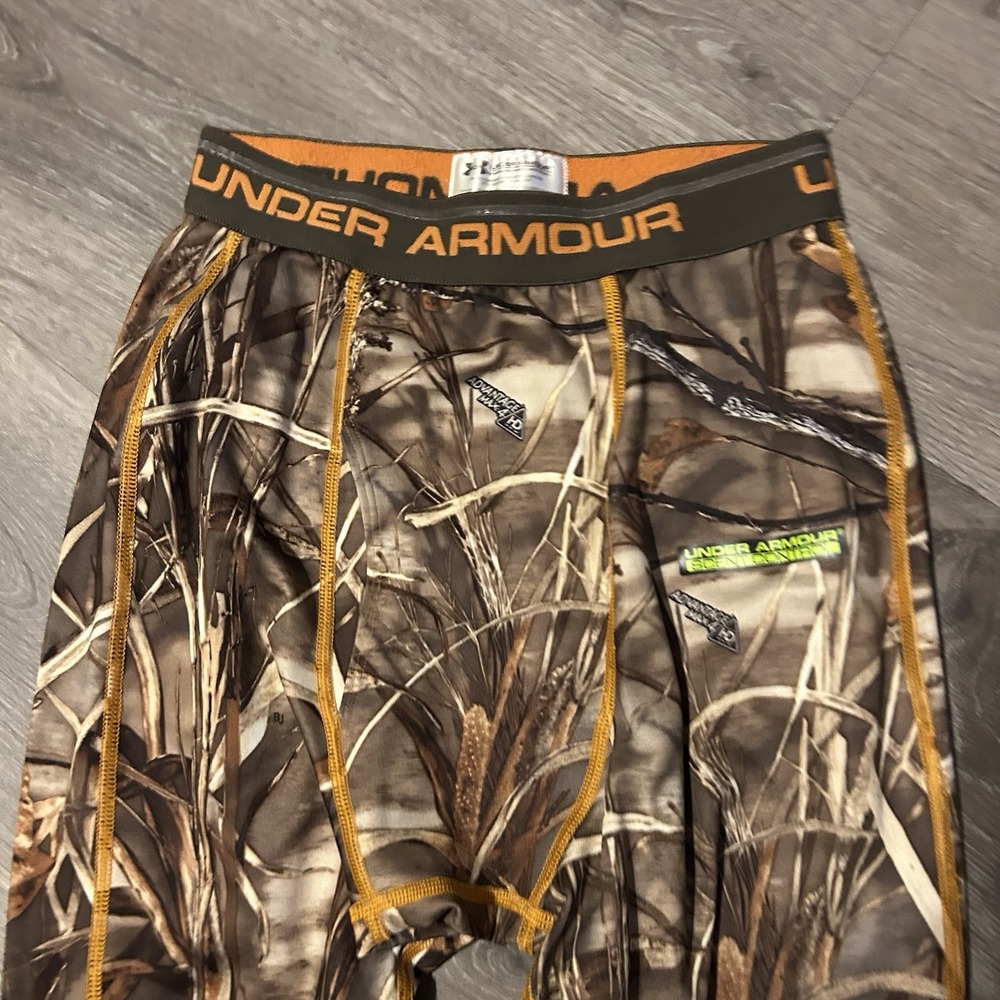 Under Armour Cold Gear Youth M Leggings Base Layer Mossy Oak Camouflage Hunting - Picture 4 of 7
